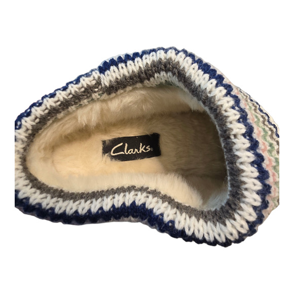 Clarks Slippers Womens Size 8M Gray Suede Sweater Trim Slip On Faux Fur Cozycore - Picture 4 of 12